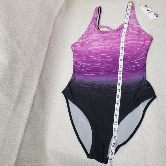 Upopby Swimsuit One Piece Purple Gradient Crisscross Back Size Small NWT - Picture 7 of 13
